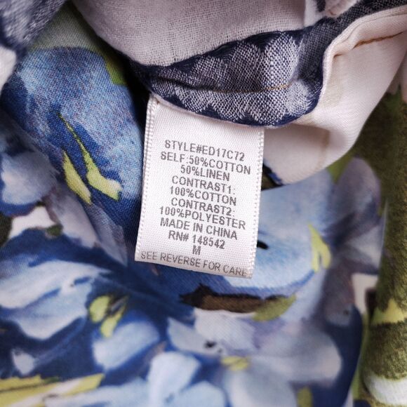 Anthropologie Cyrena Floral Embroidered Linen Sleeveless Shirt Dress Size M - Picture 7 of 11